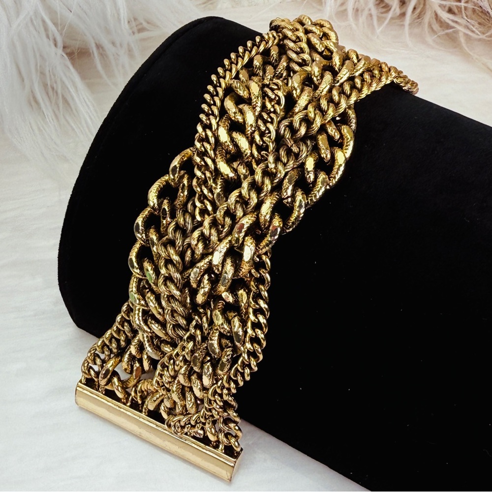 Vintage, super heavy, chunky chain, magnet closure, wide band bracelet - Picture 8 of 11